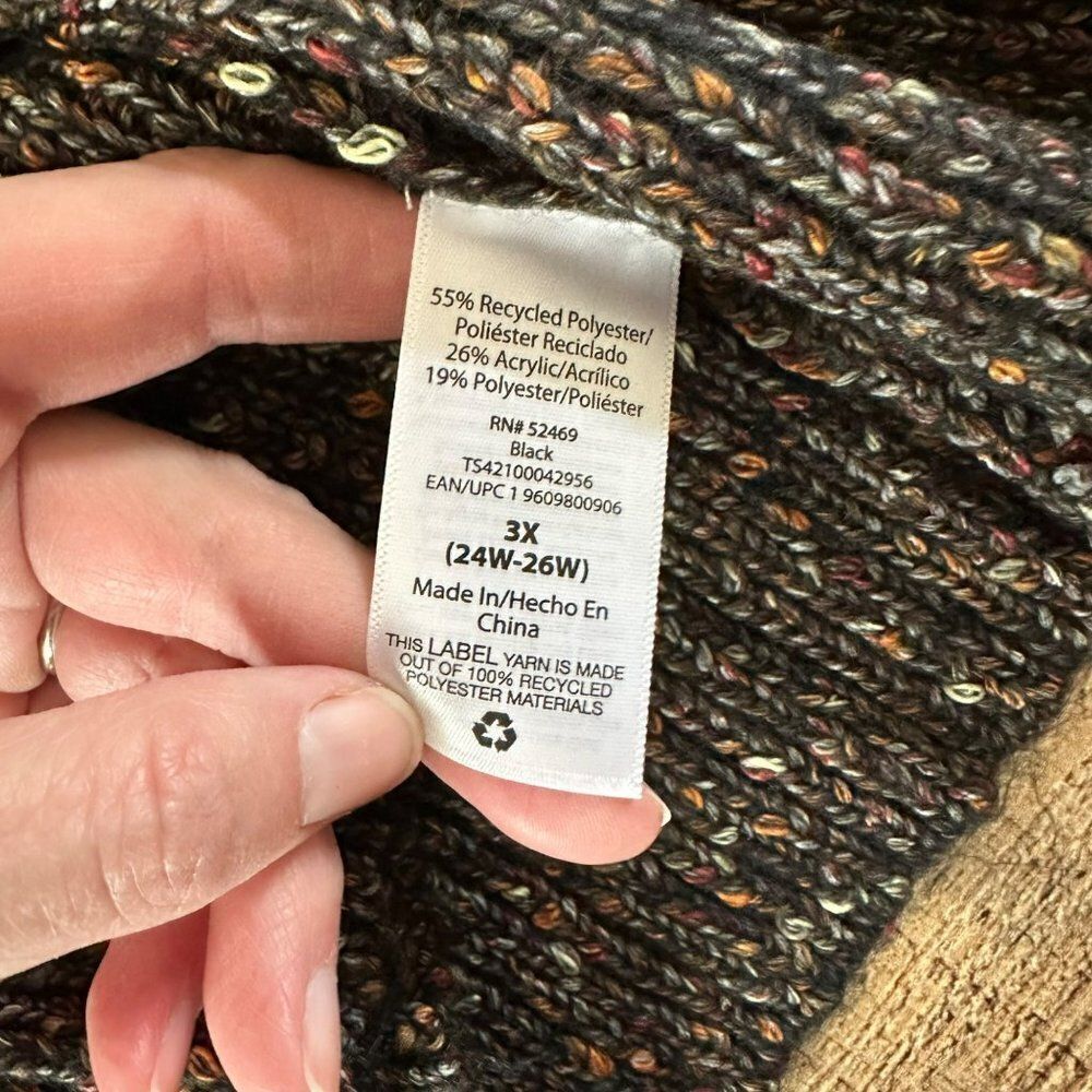 Terra & Sky Open Front Knit Cardigan in Black -3XL - Picture 8 of 10